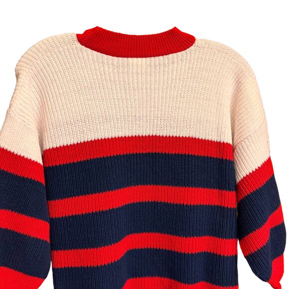 Vintage Ginger Red Striped Crewneck Pullover Sweater 3/4 sleeve - Picture 8 of 8
